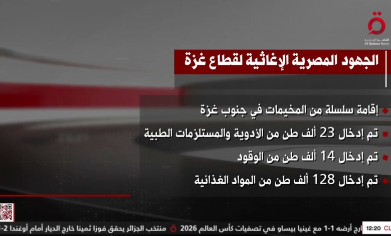 القاهرة الاخبارية: الجهود المصرية الإغاثية لقطاع غزة بالتفصيل