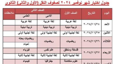 تنطلق الأحد المقبل.. جدول امتحان شهر نوفمبر لطلاب أولى ثانوى بالجيزة