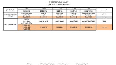 جدول امتحانات الفرقة الثالثة لكلية الآداب جامعة القاهرة 2024/2025