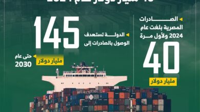 لأول مرة.. الصادرات المصرية تسجل 40 مليار دولار عام 2024 (إنفوجراف)